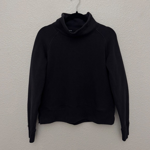 Public Rec Tops - Public Rec Lux Fleece Pullover Sweatshirt Black Funnel Neck Pima Cotton Medium